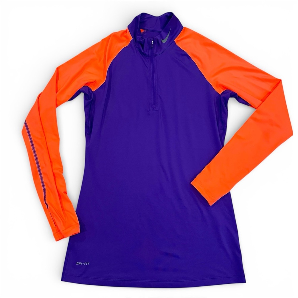 Nike Womens PRO Core 1/2 Zip Mock Neck Training Jacket Athletic Size Medium Neon